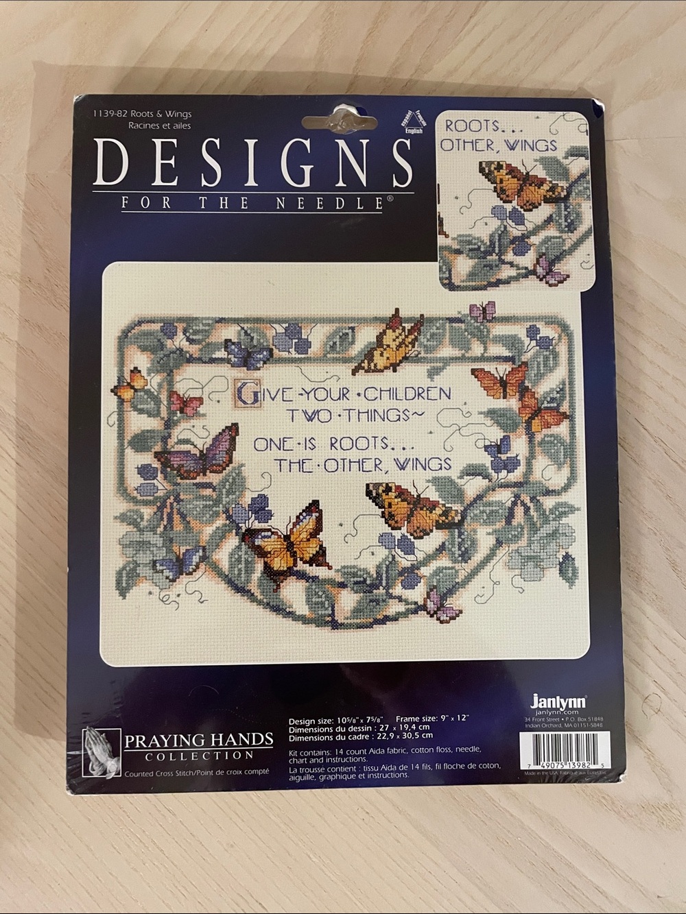 Butterfly Cross Stitch Kit – Blue & Cream